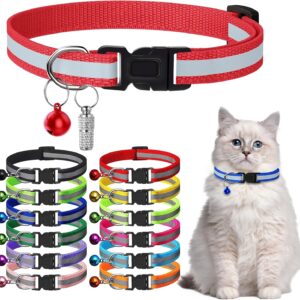 13 Pcs Cat Collar, Cat Collar with Bell, Cat Camera Collar Replace, Reflective Cat Collar with Name Tag, Adjustable 7.5''-12.5'' for Cats, Pet Supplies, Stuff, Accessories (12 Colors & 1 ID Tag)