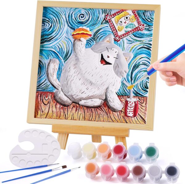 ONE TO FOUR Paint Gifts for Kids - Cat Plaster Painting Kit - Arts and Crafts for Kids Ages 8-12, DIY Art Supplies Paint Set, Toys Girls Boy Birthday Gift Ages 8 9 10 11 12 (Foodie)