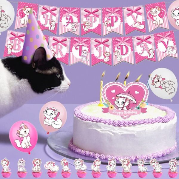 30PCS Cat Birthday Party Decorations,Cat Party Decorations Cat Birthday Party Supplies with Cat Balloon,Happy Birthday Banner,Cake Topper for Kids Cat Theme Birthday Party - Image 5