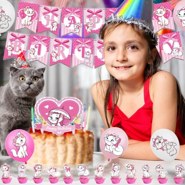 30PCS Cat Birthday Party Decorations,Cat Party Decorations Cat Birthday Party Supplies with Cat Balloon,Happy Birthday Banner,Cake Topper for Kids Cat Theme Birthday Party - Image 7