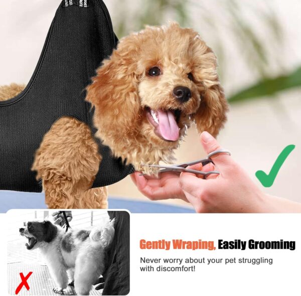 MACUNIN Dog Grooming Hammock Grooming Kit, Pet Nail Trimming Harness for Dog and Cat, Nail Cutting Helper for Small and Large Pet Bathing Shower Supplies (Small, Black) - Image 2