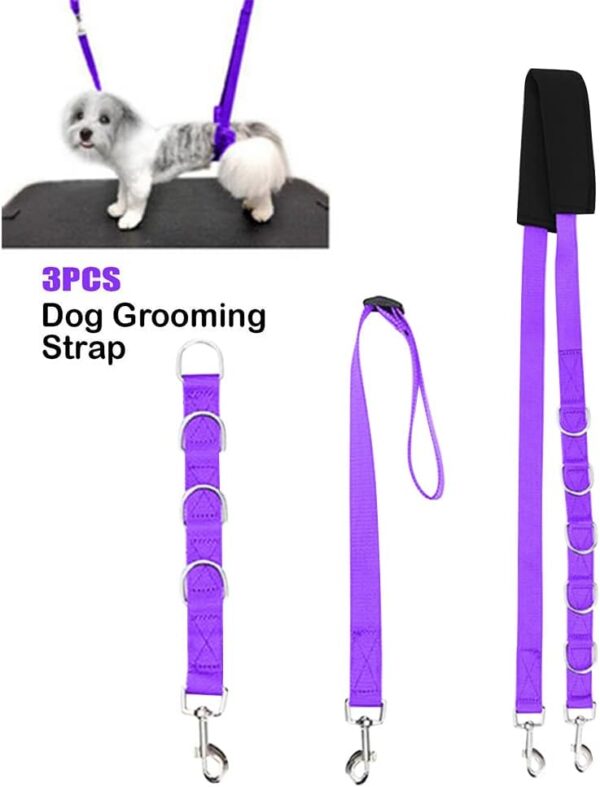 Anwangda 3pcs Pet Dog Grooming Loop Dog Cat Bathing Nylon Restraint Noose Harness Safety Rope for Table Arm Grooming (purple) - Image 2