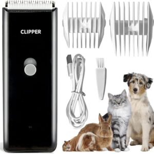 Favrison Dog Grooming Clippers Professional Dog Clippers with 2 Blades for Pet Hair Trimming, Rechargeable Cordless Pet Grooming Clippers for Dogs Cats Rabbits (Black)