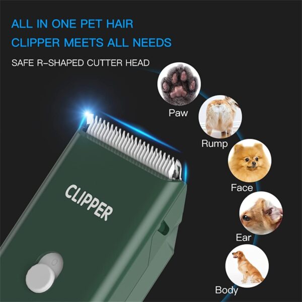 Professional Cat Grooming Kit-Dog Clipper Set for Pet Hairs, Waterproof Pet Clippers Grooming Kit Rechargeable Pet Hair Clippers Shavers Set for Puppy, Rabbits, Cats,Green - Image 8