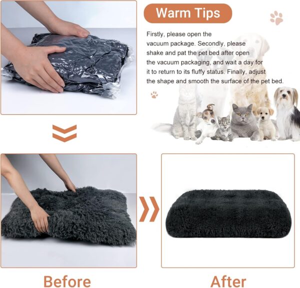 Dog Bed Crate Mattress - 24 Inch Fluffy Anti Anxiety Calming Pet Bed cushion - Washable Soft Plush Comfy Puppy Beds Padded Cat Mat Non Slip Bottom for Small Dogs Pet, Dark Grey - Image 6