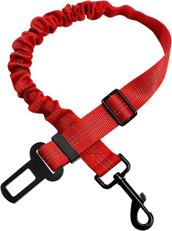 Dog Car Harness,Dog Seat Belts for Cars UK, Dog Safety Seat Belt Adjustable with Elastic and Safety Buckle of Car Travel Accessories for Pets (Red)