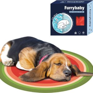 furrybaby Dog Cooling Mat, Pet Bed Dog Mat Self-Cooling Pad Cool Gel Bed Large Dog Cooling Pads Mats, No Need to Refrigerate or Freeze, Apply Indoors Outdoors Car(Watermelon XL 65cm)