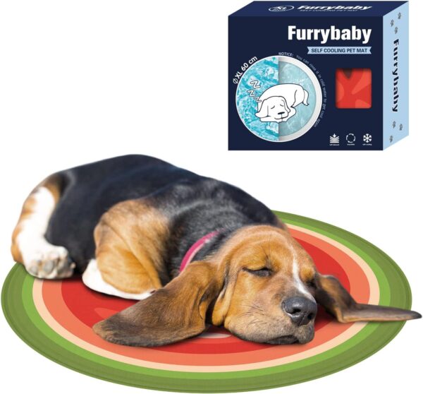 furrybaby Dog Cooling Mat, Pet Bed Dog Mat Self-Cooling Pad Cool Gel Bed Large Dog Cooling Pads Mats, No Need to Refrigerate or Freeze, Apply Indoors Outdoors Car(Watermelon XL 65cm)