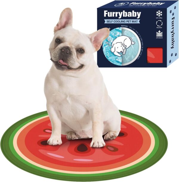 furrybaby Dog Cooling Mat, Pet Bed Dog Mat Self-Cooling Pad Cool Gel Bed Large Dog Cooling Pads Mats, No Need to Refrigerate or Freeze, Apply Indoors Outdoors Car(Watermelon M 47cm)