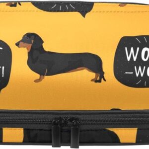 Travel Toiletry Bag wih Zippers Travel Accessories Toiletries Cosmetic Pouch Makeup Bags for Men and Women, Cartoon Animal Dachshund Pet