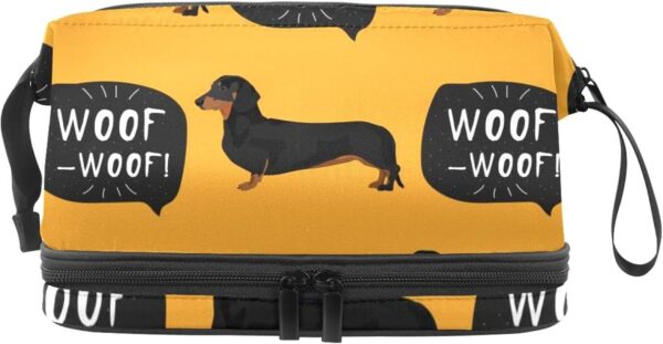 Travel Toiletry Bag wih Zippers Travel Accessories Toiletries Cosmetic Pouch Makeup Bags for Men and Women, Cartoon Animal Dachshund Pet