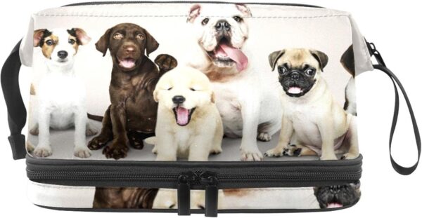 Cosmetic Bag for Women, Adorable Roomy Makeup Bags Travel Water Resistant Toiletry Bag Accessories Organizer, Cute Puppies Animal Dogs Pet