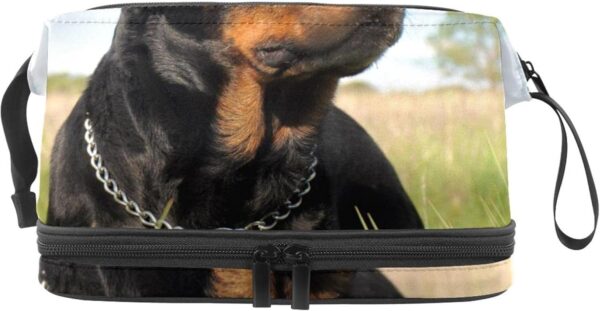 Cosmetic Bag for Women, Adorable Roomy Makeup Bags Travel Water Resistant Toiletry Bag Accessories Organizer, Dog Animal Rottweiler Pet