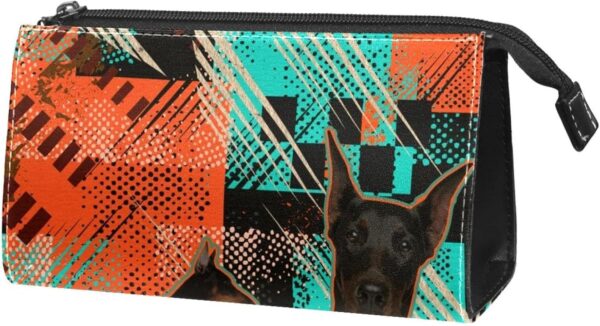 Cosmetic Bag for Women, Adorable Roomy Makeup Bags Travel Water Resistant Toiletry Bag Accessories Organizer, Cartoon Animal Pet Doberman Pinscher Cool