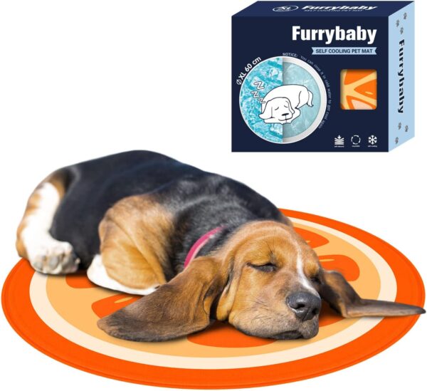 furrybaby Dog Cooling Mat, Pet Bed Dog Mat Self-Cooling Pad Cool Gel Bed Large Dog Cooling Pads Mats, No Need to Refrigerate or Freeze, Apply Indoors Outdoors Car(Orange XL 65cm)