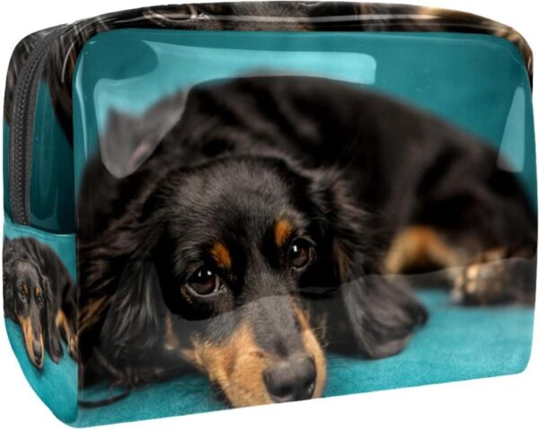 Cosmetic Bag for Women, Adorable Roomy Makeup Bags Travel Water Resistant Toiletry Bag Accessories Organizer, Dog Animal Black Pet