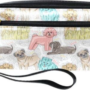 Cosmetic Bags for Women, Makeup Bag Travel Toiletry Bag Accessories Organizer, Pet Dogs Poodle Pug