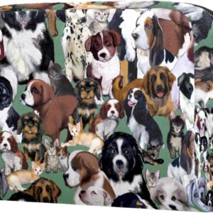 Cosmetic Bags for Women, Makeup Bag Travel Toiletry Bag Accessories Organizer, Pet Animal Many Dogs