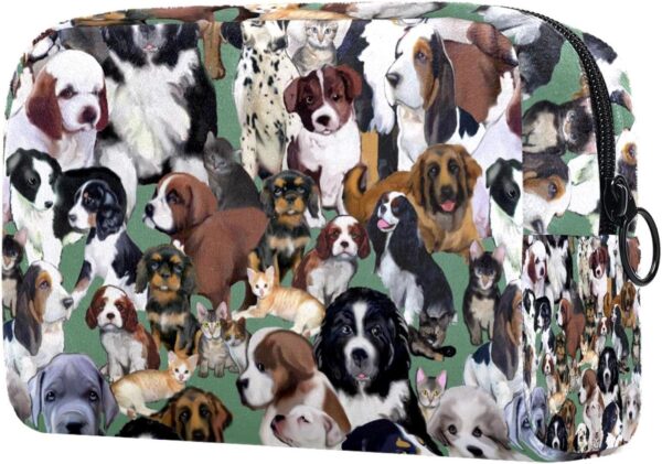 Cosmetic Bags for Women, Makeup Bag Travel Toiletry Bag Accessories Organizer, Pet Animal Many Dogs