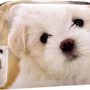 Cosmetic Bags for Women, Makeup Bag Travel Toiletry Bag Accessories Organizer, White Pet Dog