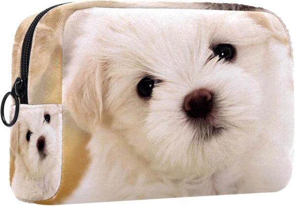 Cosmetic Bags for Women, Makeup Bag Travel Toiletry Bag Accessories Organizer, White Pet Dog