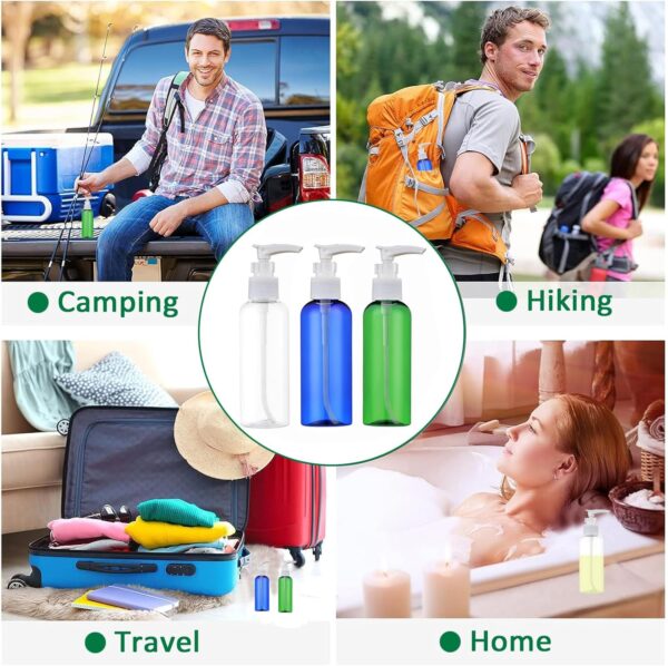 Apstaqeoo 6Pcs 100ML Empty Travel Bottles Plastic Pump Bottle Lotion Dispenser Bottle Set Refillable Makeup Cosmetic Container TSA Approved for Toiletries Shampoo Massage Cleansing Oil (Transparent) - Image 7