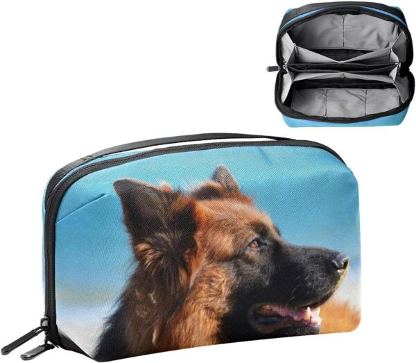 Cosmetic Bag for Women, Adorable Roomy Makeup Bags Travel Water Resistant Toiletry Bag Accessories Organizer, Animal Pet German Shepherd