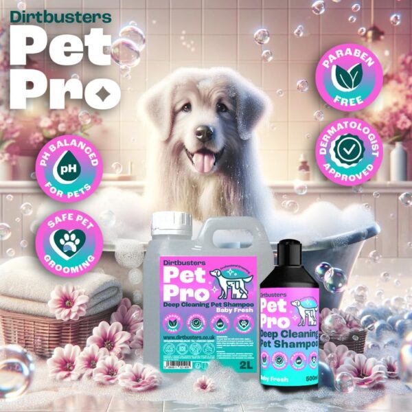 Dirtbusters Pet Pro Dog Shampoo Sensitive Skin, Deep Cleaning Professional Dog Grooming & Puppy Shampoo & Conditioner For Smelly Dogs, Baby Fresh (500ml) - Image 3