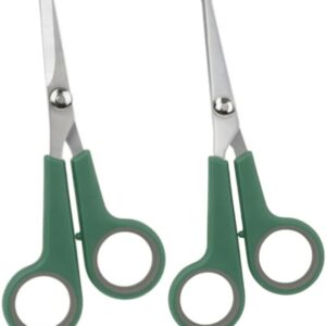 2 PCS Dog Grooming Scissors with Safety Round Tip Pet Grooming Scissors Kit Professional Hair Cutting Scissors Set Pets Grooming Tool for Dogs Cat (Green)