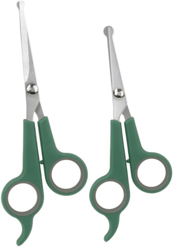 2 PCS Dog Grooming Scissors with Safety Round Tip Pet Grooming Scissors Kit Professional Hair Cutting Scissors Set Pets Grooming Tool for Dogs Cat (Green)