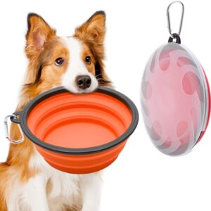 2 Pack Large Collapsible Dog Bowl, 1000ml/35oz Foldable Dog Travel Bowls, Portable Dog Water Food Bowl with Carabiner, Pet Cat Feeding Cup Dish for Traveling, Walking, Hiking