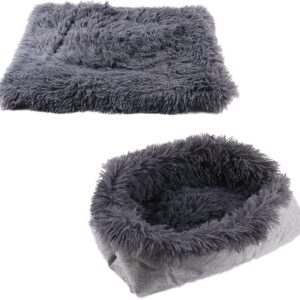 2 in 1 Cat Beds Cat Blankets Fluffy Kitten Bed Cat Cushion Pet Beds for Kitten and Small Dogs Dark Grey