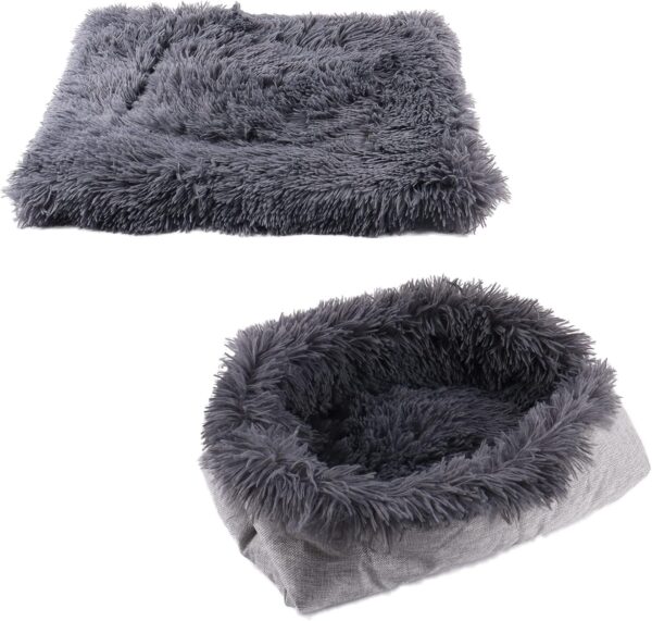 2 in 1 Cat Beds Cat Blankets Fluffy Kitten Bed Cat Cushion Pet Beds for Kitten and Small Dogs Dark Grey