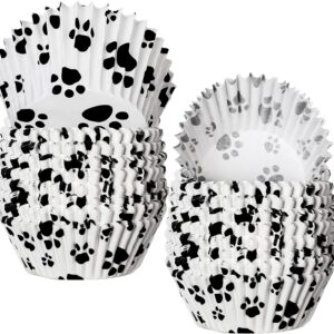 200 Pcs Paw Bone Cupcake Liners Dog Cupcake Wrappers Paw Pattern Cup Cake Holder Puppy Dog Theme Cupcake Wrappers for Baby Shower Birthday Party Supplies(Black)