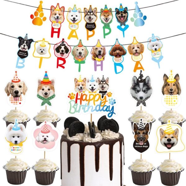 24Pcs Dog Themed Party Decoration Set,Birthday Decorations Doggy Theme Puppy Party Set Dog Party Supplies Pet Dog Party Pack for Birthday Party Including Cupcake Toppers Kids Birthday Decorations