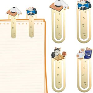 4 PCS Metal Cat Bookmark for Cat Lovers Book Marker Lovely School Office and Home Supplies