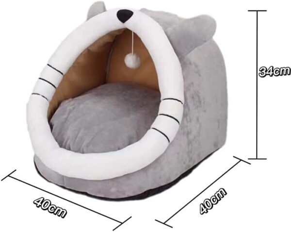 Cat Beds for Indoor Cats, Cat House with Hanging teaser toy, 2 in 1 Cat cave for playing and sleeping, Pet Bed suitable for Cats and Small Dogs - Image 7