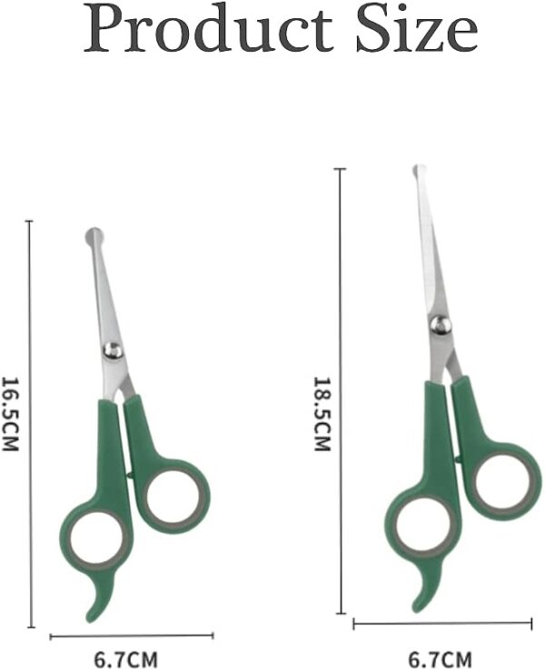 2 PCS Dog Grooming Scissors with Safety Round Tip Pet Grooming Scissors Kit Professional Hair Cutting Scissors Set Pets Grooming Tool for Dogs Cat (Green) - Image 2