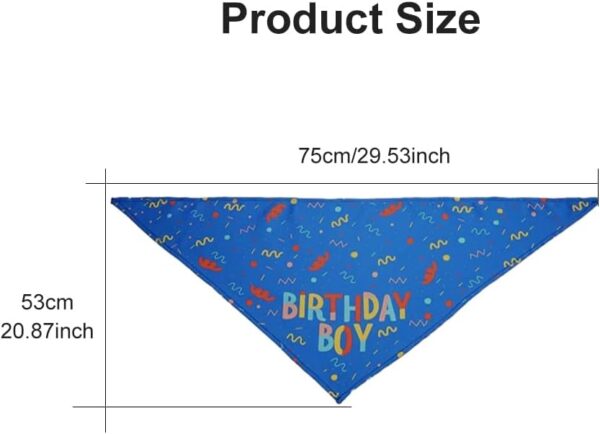 Dog Birthday Bandana, Birthday Dog Bandana Boy Dog Neckerchief for Dog Birthday Present Triangle Dog Scarfs Bandanas for Small Medium Dogs Pets Birthday Party Supplies (Blue) - Image 2