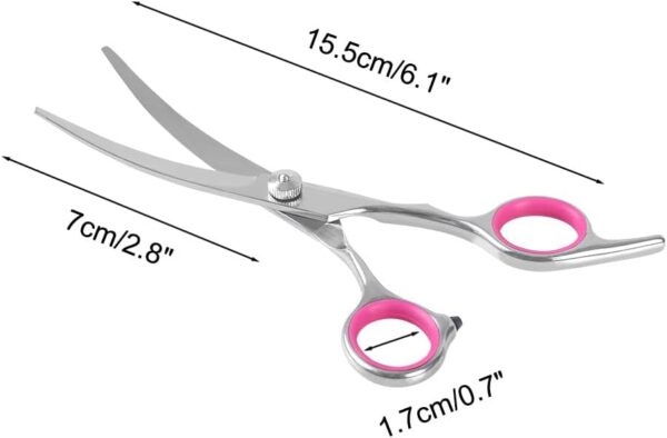 Dog Curved Scissors, 6" Curved Cat Dog Grooming Scissors Stainless Steel Dog Cat Hair Cutting Eye Trimming Scissors Up Curved for Dog Grooming Family - Image 4