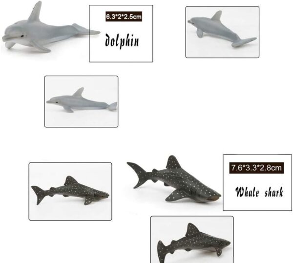 Fun Gift Sea Animal Toy Set,12 pcs Animal Sea Figures Ocean Toy for Kids, Realistic Set for Sea Lovers, Includes Great White Shark, Dolphin, White Shark, Whale - Image 4