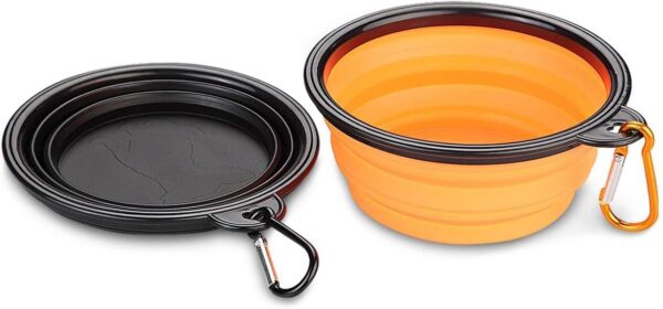 Collapsible Travel Dog Bowl, Portable Pet Cat Food Water Feeding Bowl, Set of 2(orange and black) - Image 4