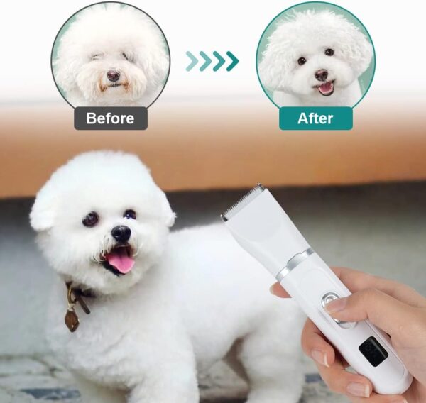 OFFCUP Dog Grooming Kit, Pet Hair Clipper, Grooming Clippers Pet Clipper Shaver Low Noise Rechargeable Cordless Dog Grooming Clippers Electric Pet Clippers for Dogs Cats Pets Hair Trimmer (White) - Image 9