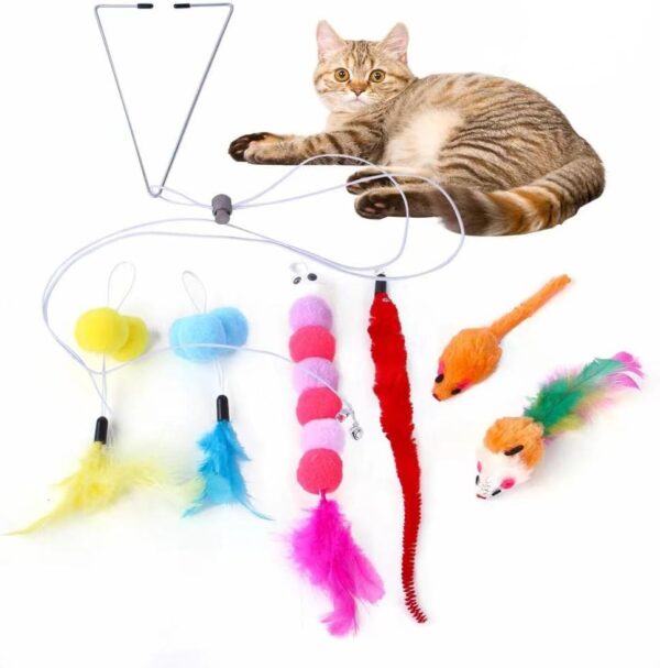 7 Pcs Self-Play Hanging Door Cat Toys for indoor Cats Adult Kitten Toys, Interactive Cat Toys Mouse for Hunting Exercise Cat Boredom Breakers - Image 2