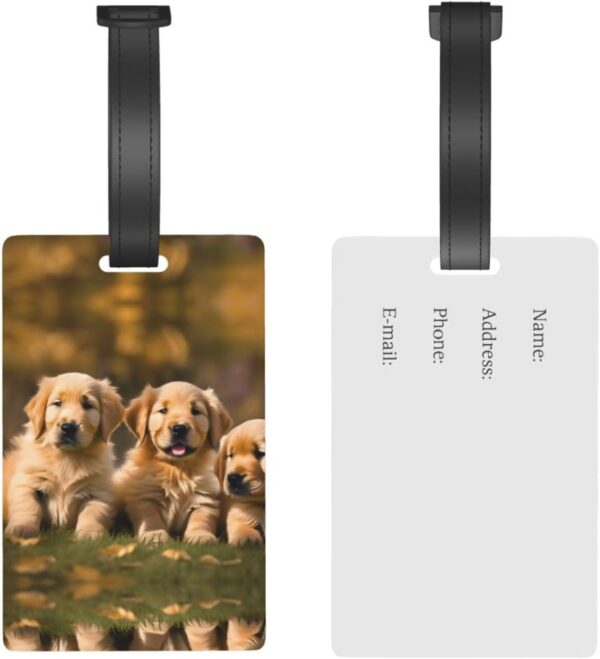 Mqgmz Golden Retriever Dogs Puppies Pets Print Suitcase Tag Luggage Tags Labels,Instrument Leather Bag Case Tags Travel Accessories - Image 5