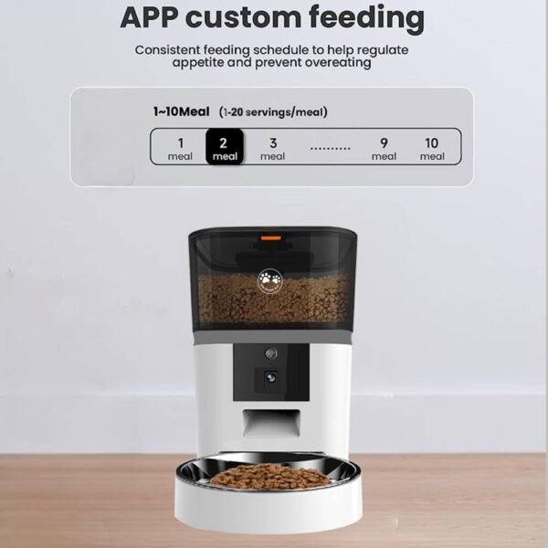 KAR PRIVATE PETS 6L WiFi Automatic Cat Feeder with Camera, Food Dispensers, Cat Feeder Automatic with Timer Feeding & Watering Supplies for Cats, Dogs, Mobile APP Control (Black) - Image 6