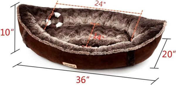 JOYELF Medium Dog Bed with Washable Removable Cover, Cute Pirate Ship Warming Cat Cuddle Bed, Plush Banana Calming Pet Bed for Puppy Dogs & Cats with Squeaker Toys as Gift - Image 3