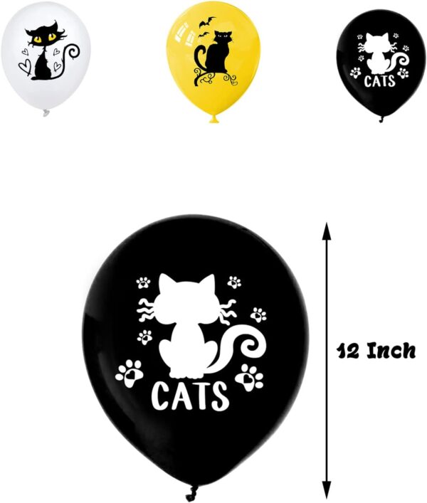 Black Cat Birthday Party Supplies Cat Themed Party Decoration Set Includes 5 x 3ft Black Cat Backdrops, Cat Happy Birthday Banner, Cake Topper, Cupcake Toppers, Balloons - Image 6