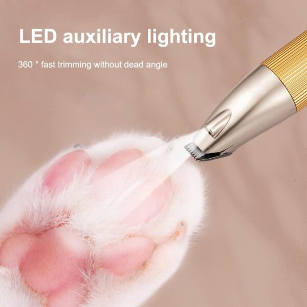 Dog Paw Clippers, Low Noise Pet Paw Trimmer, Rechargeable Dog Grooming Supplies with LED Light for Dogs Cats Hair Around Paws Eyes Ears Face Rump - Image 6