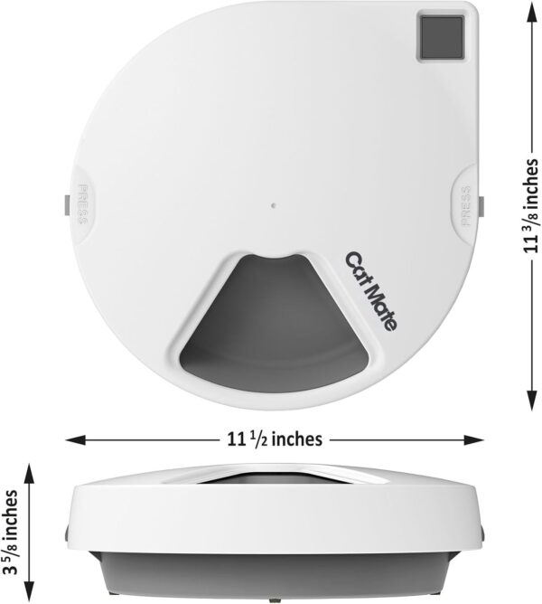 Cat Mate C500 Automatic 5 Bowl Pet Feeder with Digital Timer For Wet or Dry Pet Food, For Cats and Small Dogs, 5 Meals Up To 330g Each, with Twin Ice Packs for Food Freshness , White - Image 2